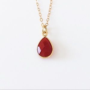 14k Gold Filled Carnelian Stone Dainty Necklace
